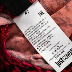 Pre Owned Just Cavalli Red Python Print Long Sleeve Cutout Back Detail Maxi Dress M