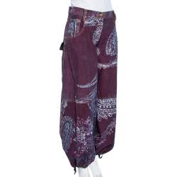 مملوكة مسبقًا Just Cavalli Purple Painted Denim Flared Leg Jeans M