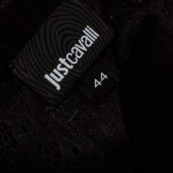 Pre Owned Just Cavalli Black Sequin Embellished Lace Flared Maxi Dress M