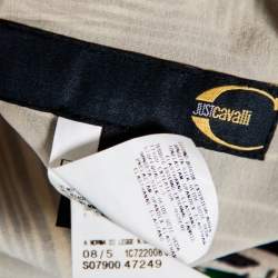 Pre Owned Just Cavalli Multicolor Geometric Printed Silk Stripe Detail Cropped Kaftan Top M