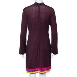 Pre Owned Just Cavalli Brown Printed Wool Knit Shift Dress L