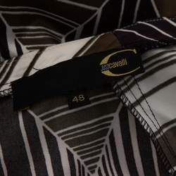 Pre Owned Just Cavalli Multicolor Geometric Patterned Silk Flared Maxi Skirt L