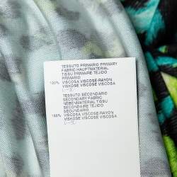 Pre Owned Just Cavalli Neon Leopard Printed Jersey Scoop Neck Mini Dress M