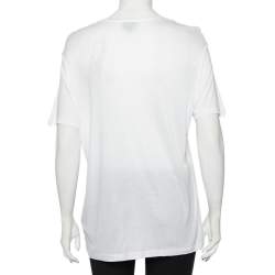 Pre Owned Just Cavalli White Logo Printed Cotton Roundneck T-Shirt L