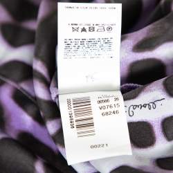 Just Cavalli Purple Leopard Print Silk Button Front Shirt M
