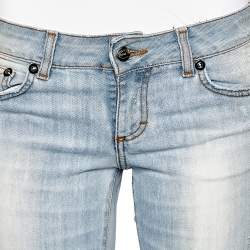 Pre Owned Just Cavalli Blue Denim Distressed Straight Fit Jeans M