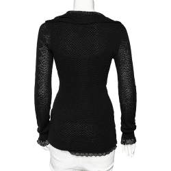 Pre Owned Just Cavalli Black Perforated Knit Top M