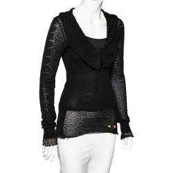 Pre Owned Just Cavalli Black Perforated Knit Top M