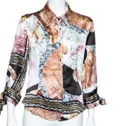 Pre Owned Just Cavalli Multicolor Silk Button Front Shirt M