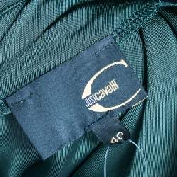 Pre Owned Just Cavalli Forest Green Jersey Ruched Halter Neck Midi Dress S