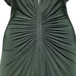Pre Owned Just Cavalli Forest Green Jersey Ruched Halter Neck Midi Dress S