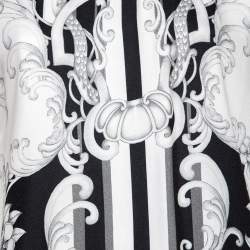 Pre Owned Just Cavalli Black Abstract Printed Knit Paneled Chain Detail T-Shirt L 