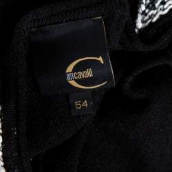 Pre Owned Just Cavalli Black Linen Knit Contrast Trim Long Jumper XXL