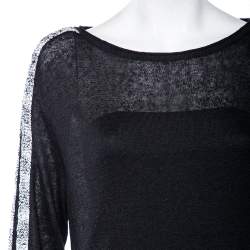 Pre Owned Just Cavalli Black Linen Knit Contrast Trim Long Jumper XXL
