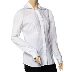 Pre Owned Just Cavalli White Cotton Paneled Button Front Shirt L