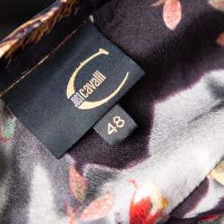 Pre Owned Just Cavalli Multicolored Printed Silk Pleated Detailed Blouse L 