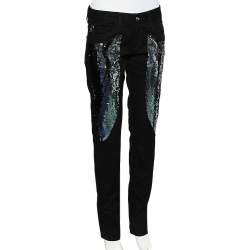 Pre Owned Just Cavalli Black Denim Sequin Embellished Jeans M