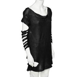 Pre Owned Just Cavalli Black Knit Cutout Detail Tunic L