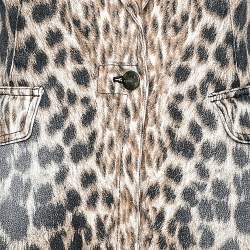 Just Cavalli Brown Animal Printed Denim Button Front Blazer S