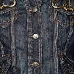 Just Cavalli Navy Blue Denim Button Front Jacket S