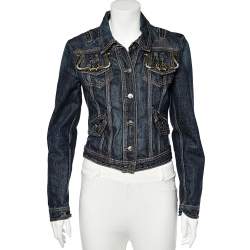 Just Cavalli Navy Blue Denim Button Front Jacket S