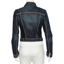 Just Cavalli Navy Blue Denim Button Front Jacket S