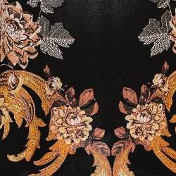 Pre Owned Just Cavalli Black Floral Printed Jersey Scoop Neck T-Shirt XL