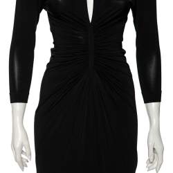 Pre Owned Just Cavalli Black Jersey Contrast Trim Detailed Ruched Dress M