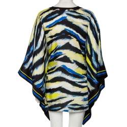 Pre Owned Just Cavalli Multicolored Printed Silk Belted Kaftan Top S