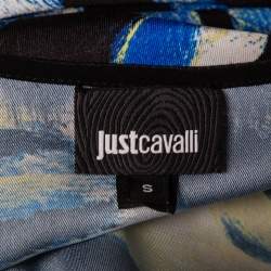 Pre Owned Just Cavalli Multicolored Printed Silk Belted Kaftan Top S