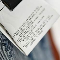 Pre Owned Just Cavalli Blue Logo Jacquard Denim & Leather Trim Belted Trench Coat M