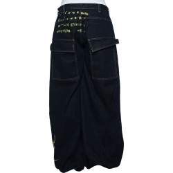 Just Cavalli Navy Blue Painted Denim Flared Leg Jeans L