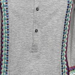 Just Cavalli Grey Cotton Embroidered Detailed Long Sleeve T-Shirt M