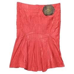 Pre Owned Just Cavalli Red Textured Cotton Mini Skirt S