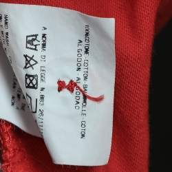 Just Cavalli Red Cotton Knit Logo Embroidered Button Front T-Shirt L