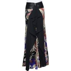 Just Cavalli Multicolor Printed Satin Ruffle Detail Maxi Skirt S