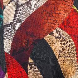 Pre Owned تنورة جاست كافالي ماكسي جيرسيه مطبوع جلد ثعبان متعدد الألوان مقاس كبير