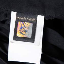 Just Cavalli Black Silk Embellished Waist Pleated Top S 