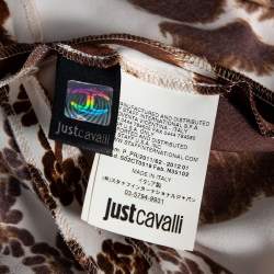 Pre Owned Just Cavalli Brown Animal Print Satin Sleeveless Dress S