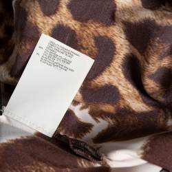 Pre Owned Just Cavalli Brown Animal Print Satin Sleeveless Dress S