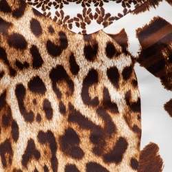 Pre Owned Just Cavalli Brown Animal Print Satin Sleeveless Dress S