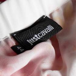 Pre Owned Just Cavalli Red & White Printed Cotton Belted Voile Maxi Dress M