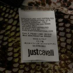 Pre Owned Just Cavalli Brown Animal Print Silk Knit Lace-Up Detail Belted Dress M