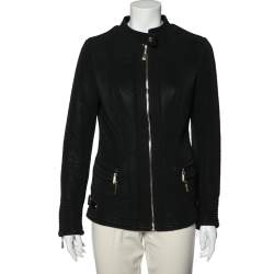 Pre Owned Just Cavalli Black Synthetic Quilted Jacket M