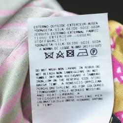 Pre Owned Just Cavalli Multicolor Printed Silk Belted Ruffled Hem Dress S