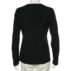 Just Cavalli Black Printed Cotton Knit Long Sleeve T-Shirt XL
