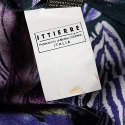 Pre Owned بلوزة جاست كافاللي حرير مطبوع ريش بنفسجي مزين ربطة عنق مقاس وسط - ميديوم