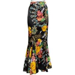 مملوكة مسبقًا Just Cavalli Multicolored Floral Printed Satin Mermaid Maxi Skirt L