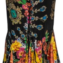 مملوكة مسبقًا Just Cavalli Multicolored Floral Printed Satin Mermaid Maxi Skirt L