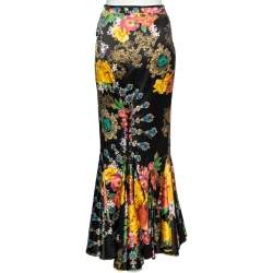 مملوكة مسبقًا Just Cavalli Multicolored Floral Printed Satin Mermaid Maxi Skirt L